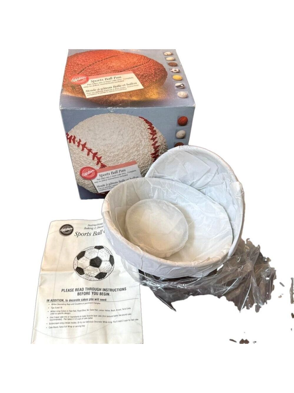 New Wilton Sport Ball 3D Cake Pan. Basketball, Baseball , Soccer